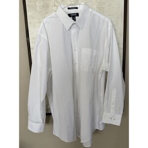 Lands End Wrinkle Free Broadcloth White Men's Dress Shirt 18/35 Traditional EUC
